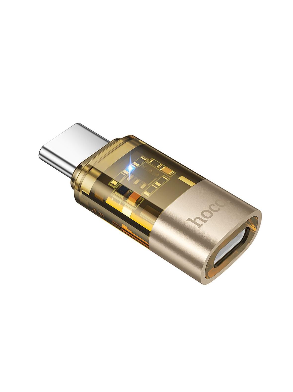 Adapter USB C do Lightning Hoco UA36D transparentny złoty