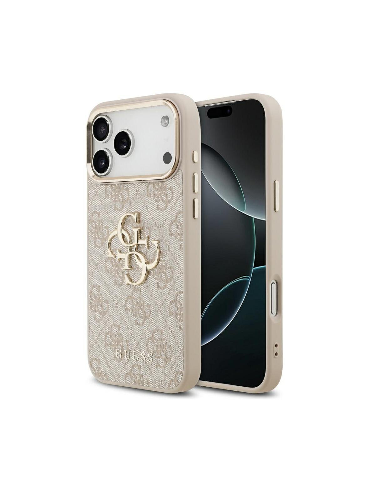 GUESS futerał do IPHONE 17 Pro Max GUHCP17X4GMGCPI (PU W/ Big 4G Classic Logo) złoto różowy