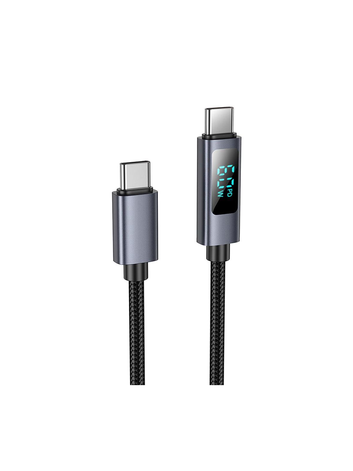 Kabel USB C do USB C Hoco 3A 60W z wyświetlaczem 1 m X112 czarny