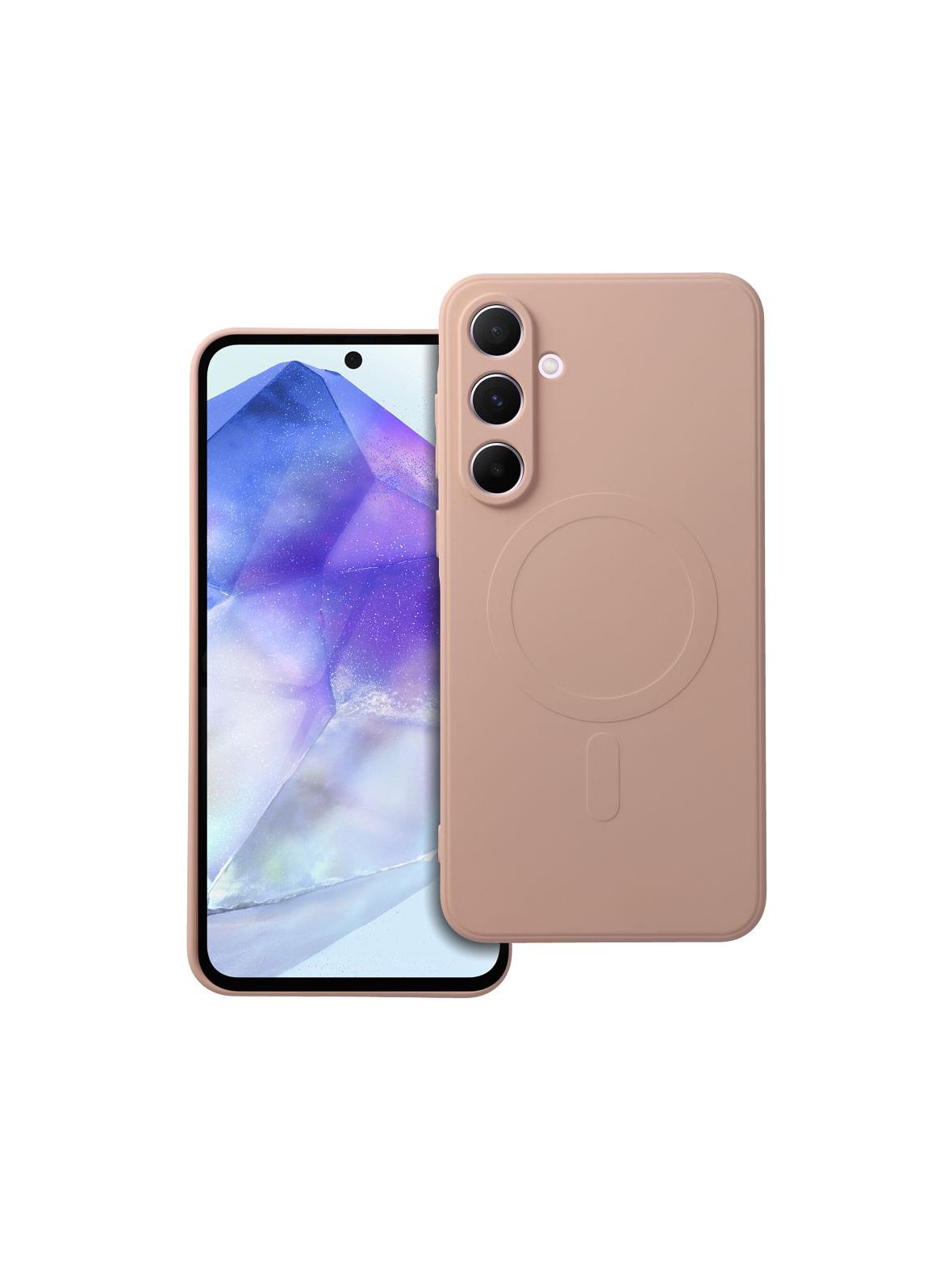 Futerał SILICONE MAG COVER kompatybilny z MagSafe do SAMSUNG A55 różowy