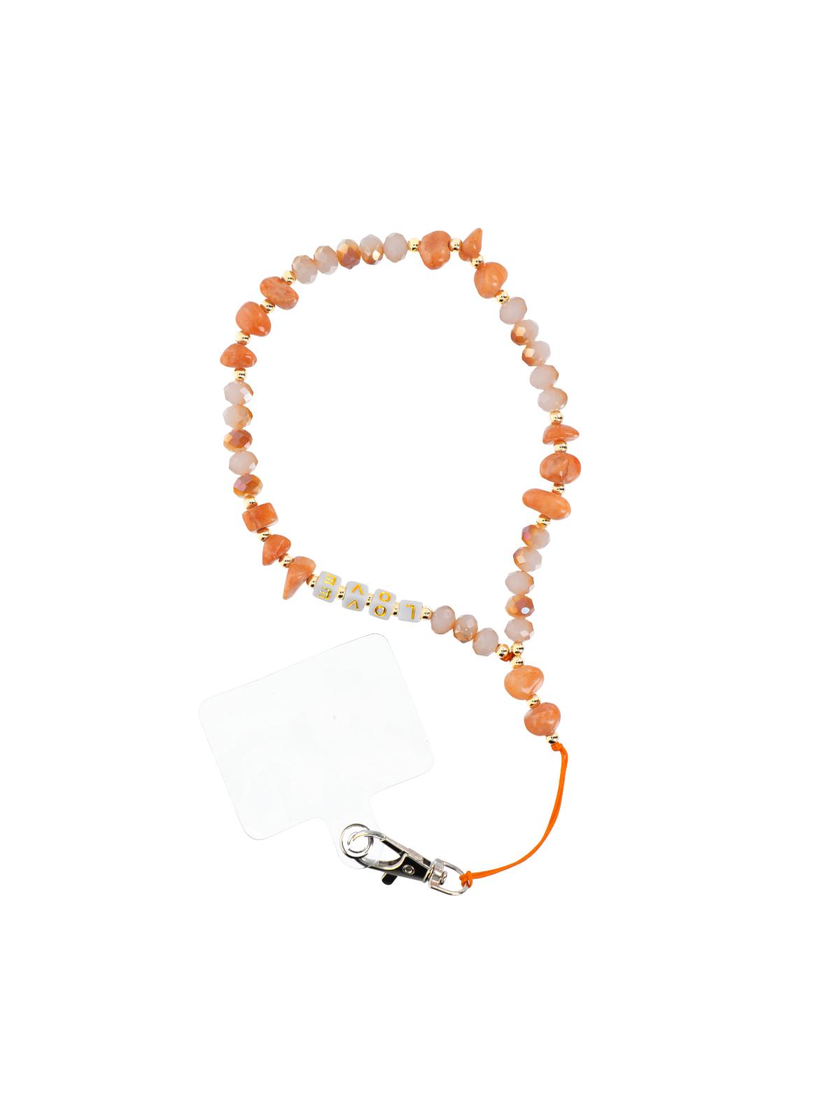 Smycz do telefonu, Zawieszka do telefonu - LOVE / długość sznura 44cm (22cm w pętli) / na rękę - pomarańczowy