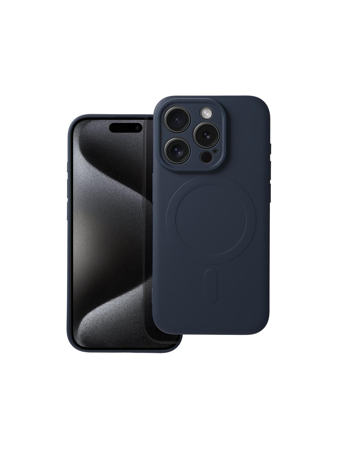 Futerał SILICONE MAG COVER kompatybilny z MagSafe do IPHONE 15 Pro tytanowy niebieski