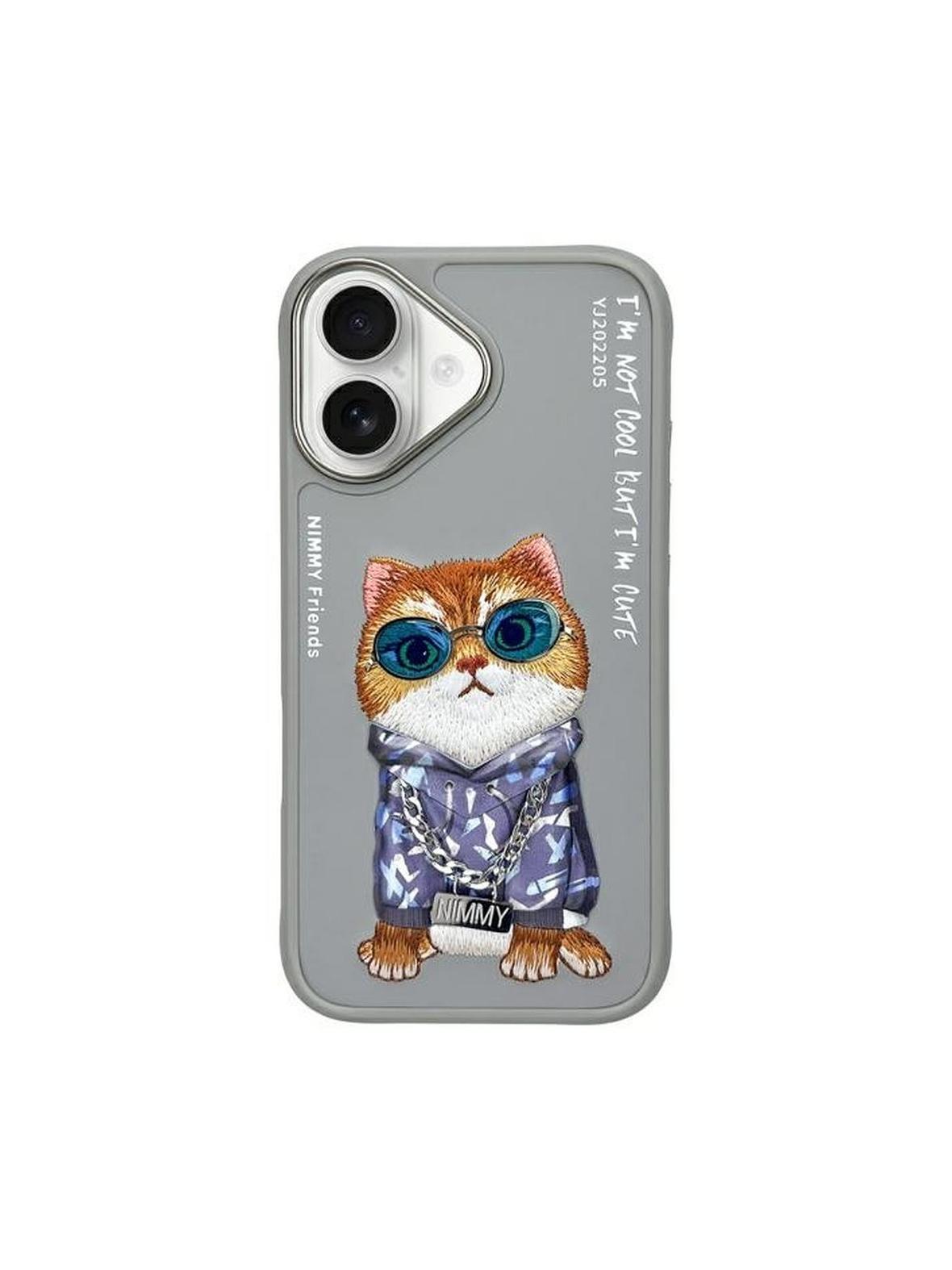 NIMMY futerał GLASSES COOL CAT do IPHONE 16 szary
