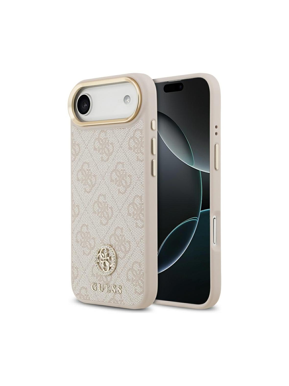GUESS futerał do IPHONE 17 Air kompatybilny z MagSafe GUHMP17MP4GRMDEP (PU W/ 4G Strass Logo) różowy
