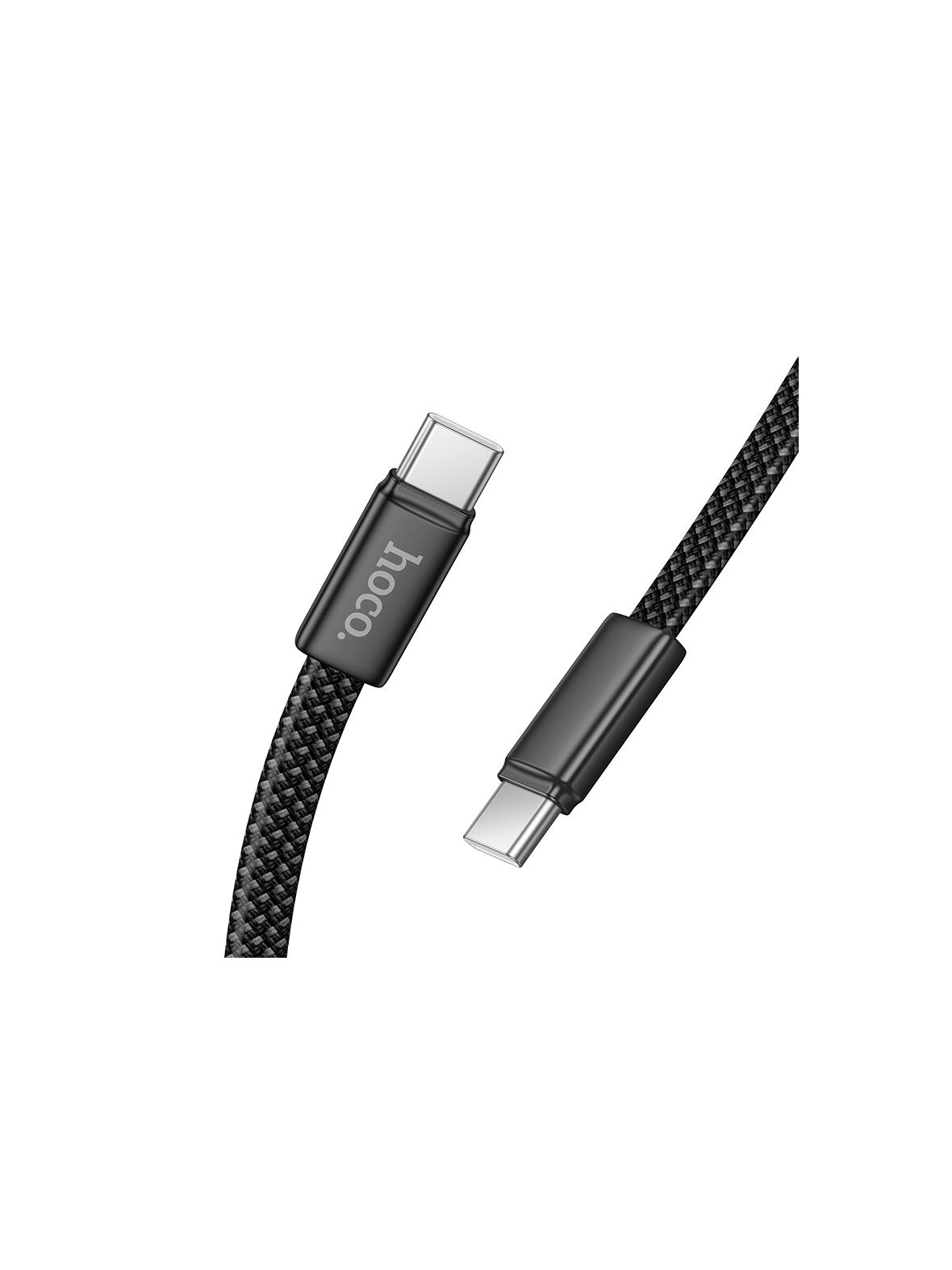 Kabel USB C do USB C Hoco 3A 60W płaski 1 m X125 czarny