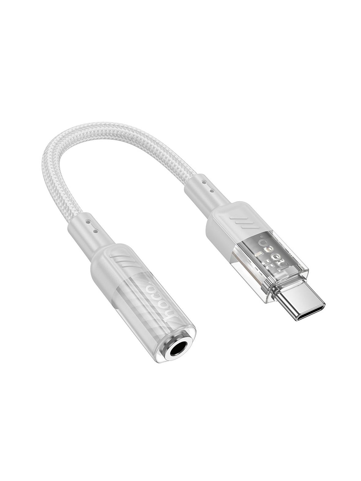 Adapter AUX USB C do Jack 3,5 mm Hoco 0,15 m LS37 transparentny szary