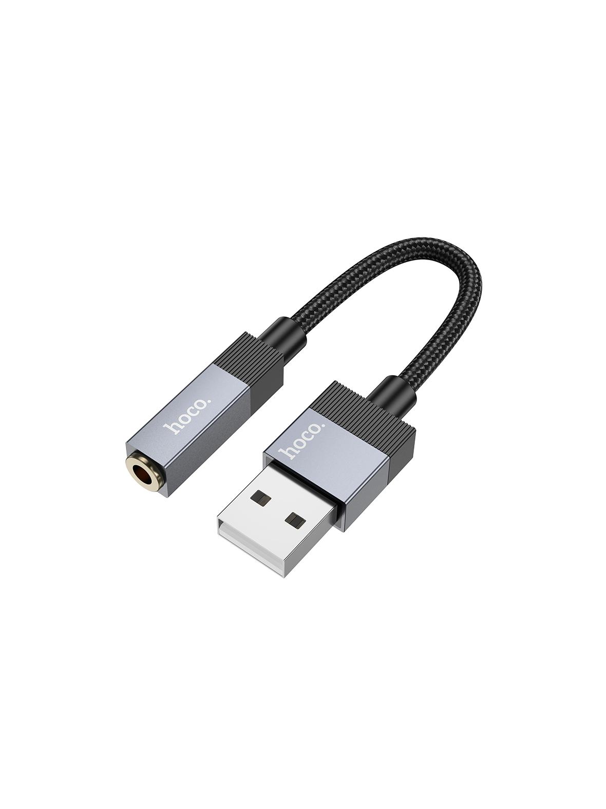 Adapter AUX USB A (męski) do Jack 3,5 mm (żeński) Hoco UPA32D czarny
