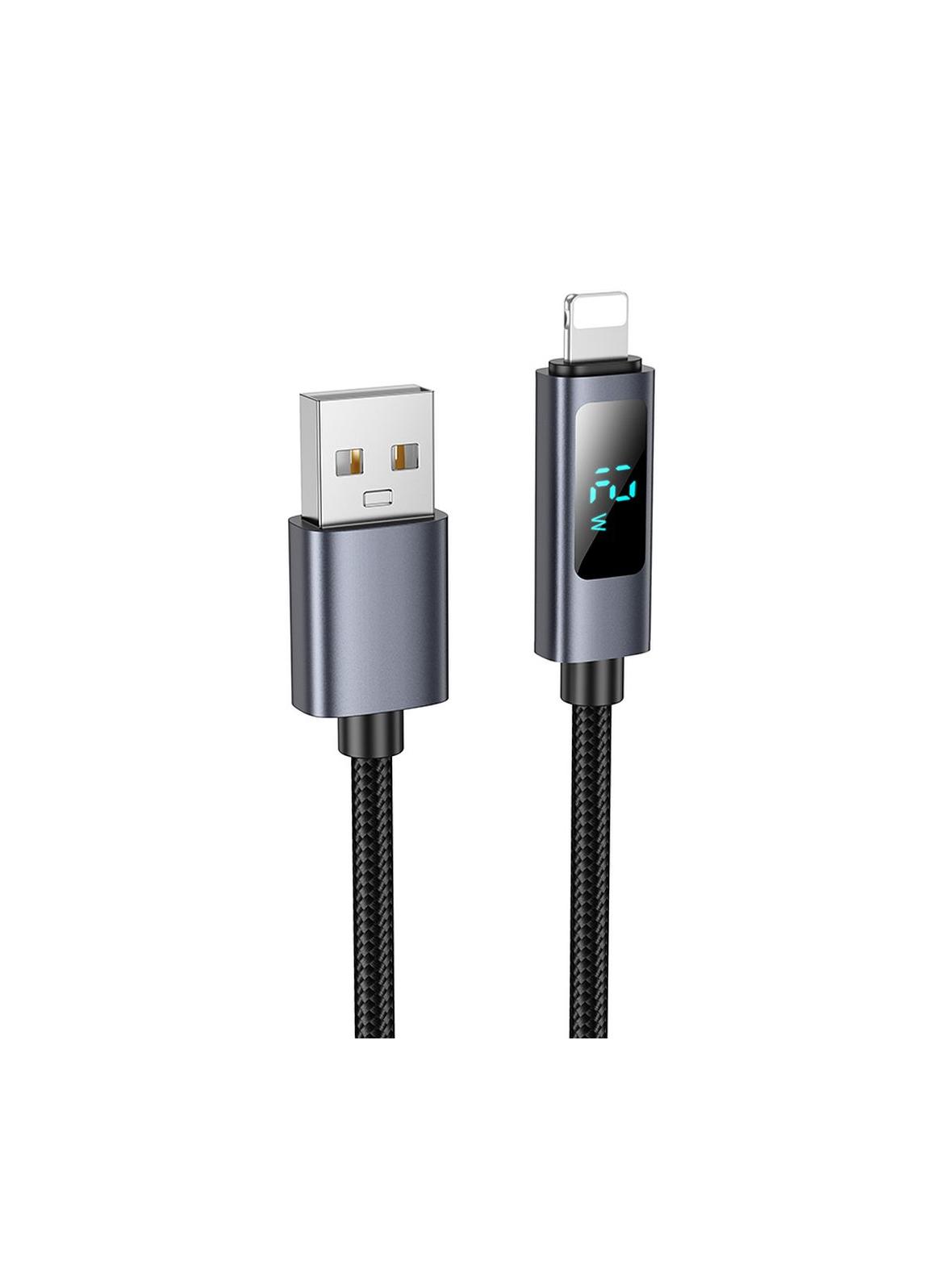 Kabel USB A do Lightning Hoco 2,4A z wyświetlaczem 1 m X112 czarny