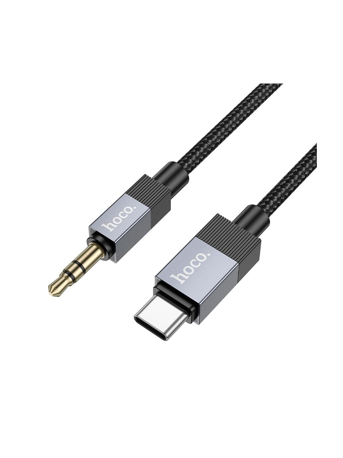 Kabel AUX Jack 3,5 mm (męski) do USB C (męski) Hoco 1 m UPA32B czarny