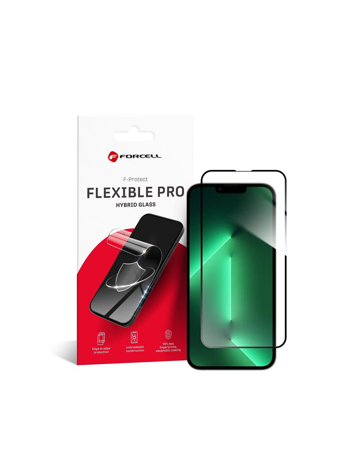 Szkło hybrydowe do iPhone 13 / 13 PRO / 14 / 16e (SE 4 2025) Forcell Flexible 5D czarne