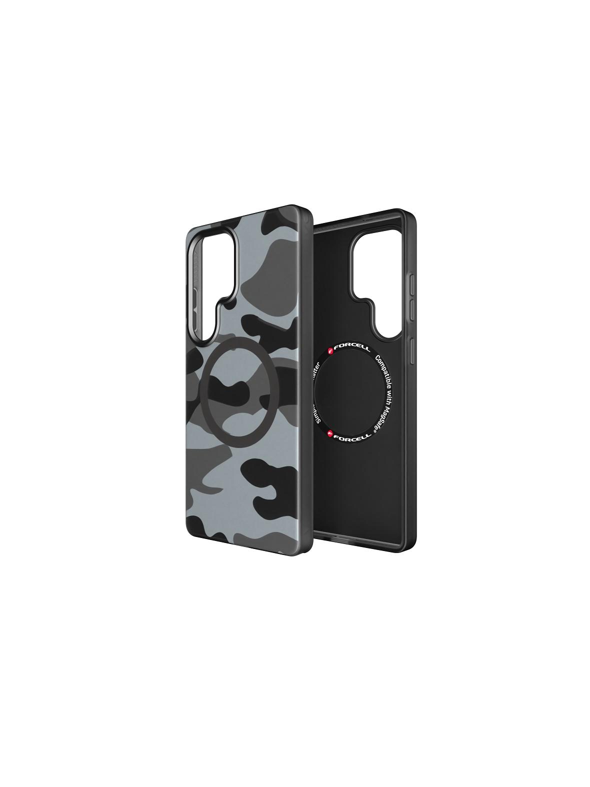 Etui na Samsung S25 ULTRA Forcell F-Protect Levels Dual Layer 4D technology zgodny z MagSafe Military Drop-Test black camo