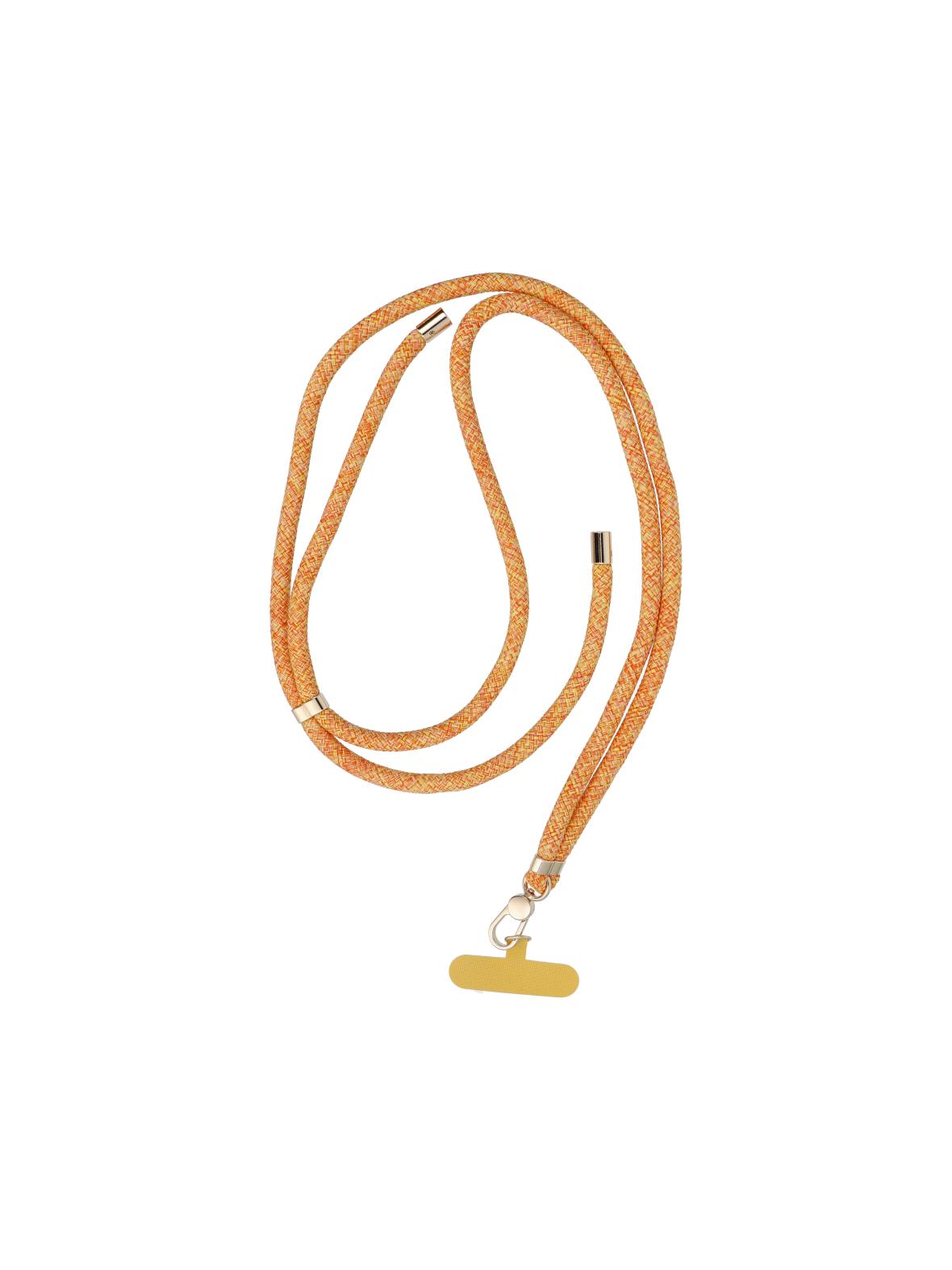 Smycz do telefonu, Zawieszka do telefonu - SWING (8mm) z regulacją długości / długość sznura 165cm (max 82,5cm w pętli) / na ramię lub szyję - pomarańczowo biały