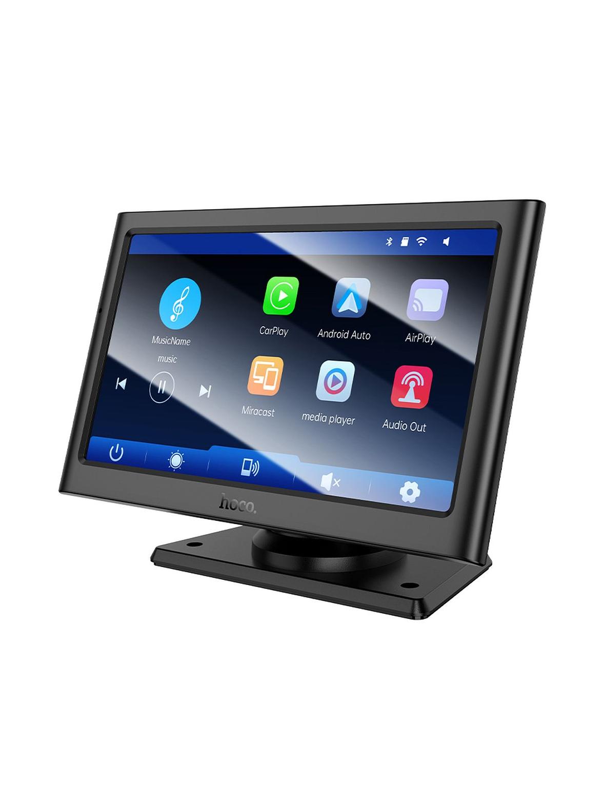 Przenośny bezprzewodowy ekran samochodowy Hoco 7" HU2 czarny