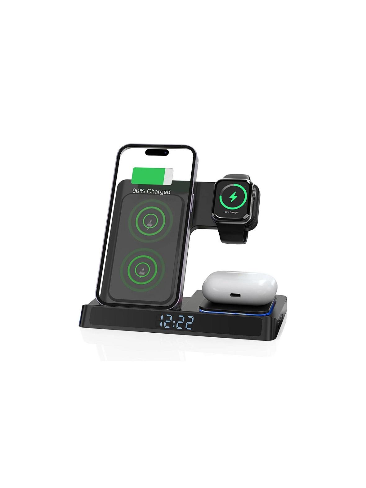 WiWU - Ładowarka bezprzewodowa z zegarem cyfrowym Wi-W006 Power Air 5in1
