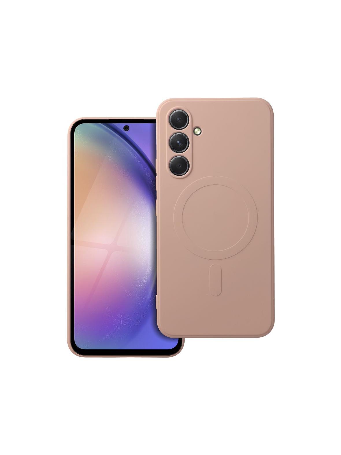 Futerał SILICONE MAG COVER kompatybilny z MagSafe do SAMSUNG A54 różowy