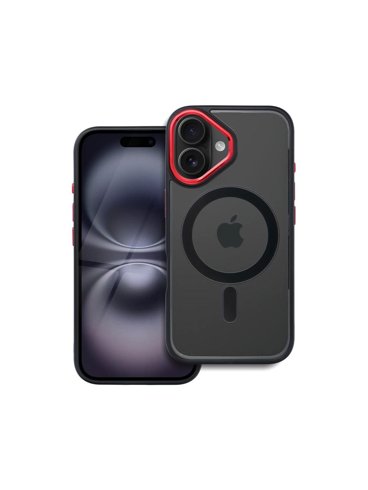 Futerał do iPhone 16 Color Edge Mag Cover zgodny z MagSafe czarno czerwony