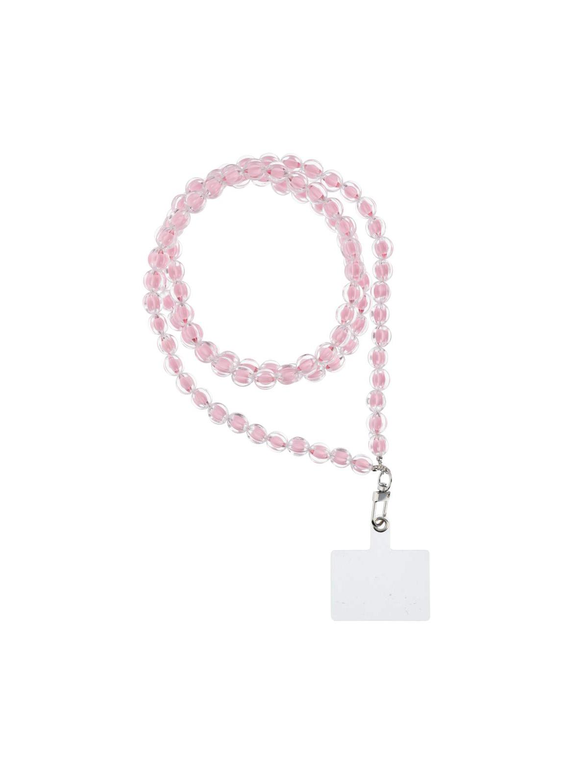 Smycz do telefonu, Zawieszka do telefonu - COLORFUL / długość sznura 120cm (60cm w pętli) / na szyję - różowy