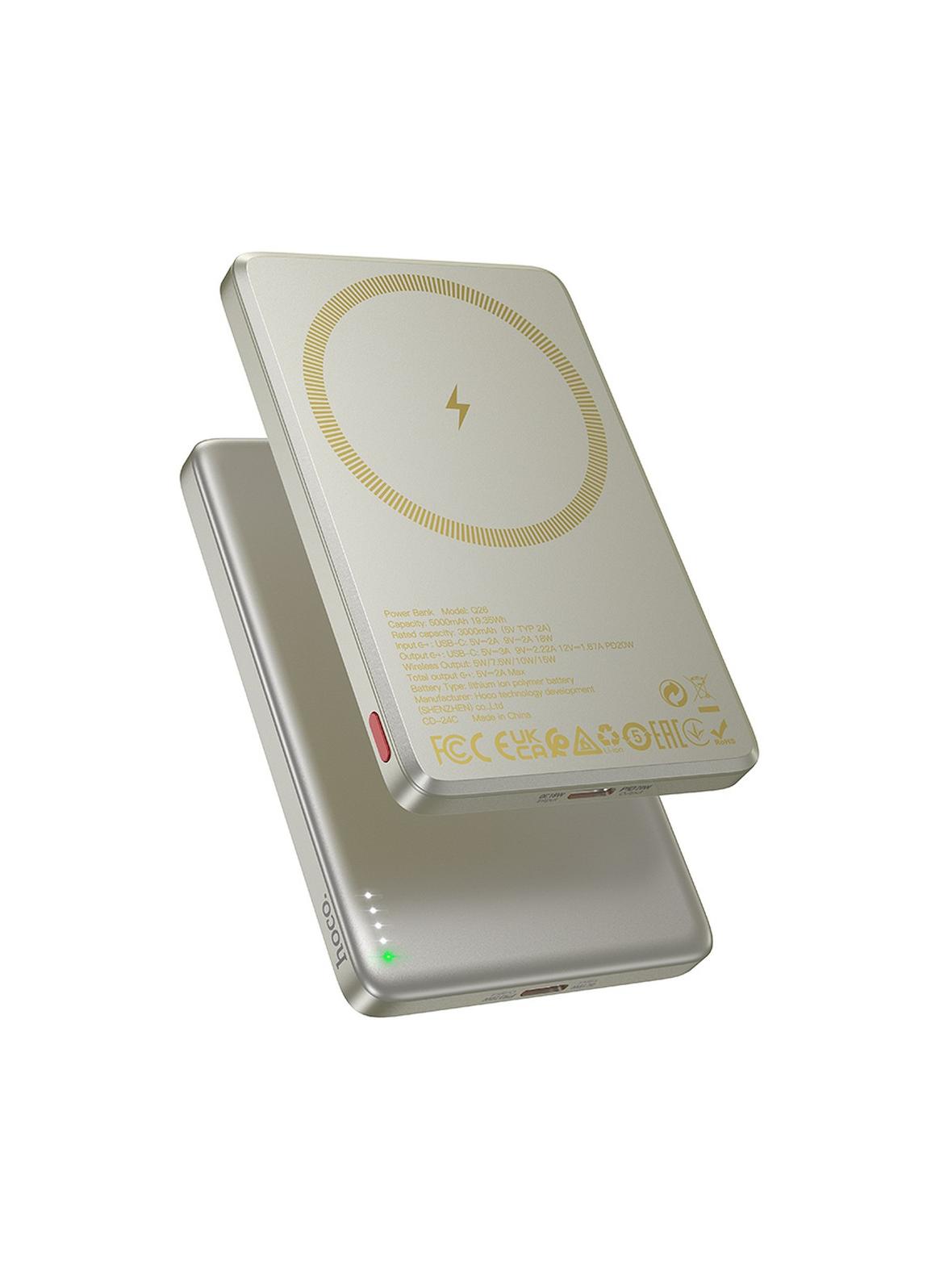 Powerbank zgodny z MagSafe Hoco 5000 mAh QC PD 2A 20W Q26 złoty