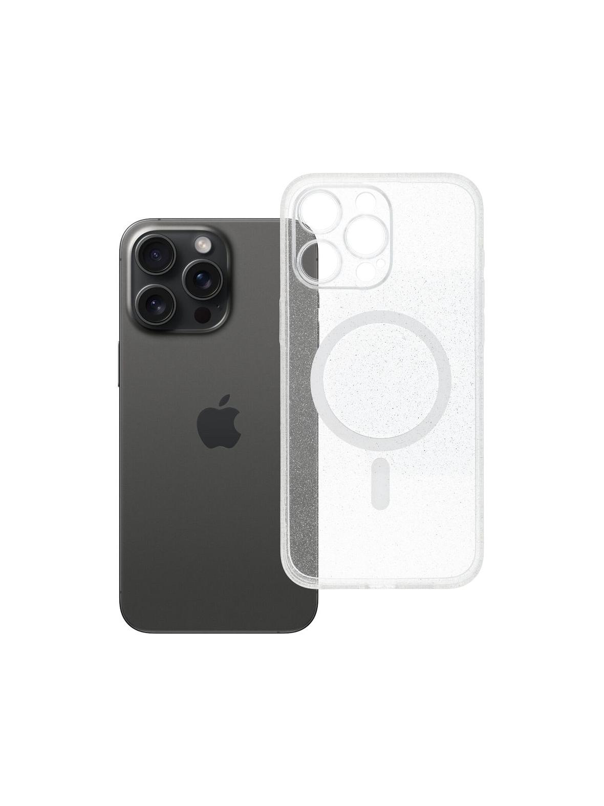 Futerał do iPhone 15 PRO MAX Clear Mag Cover (STR / CAMERA PROTECTION) zgodny z MagSafe  transparentny glitter