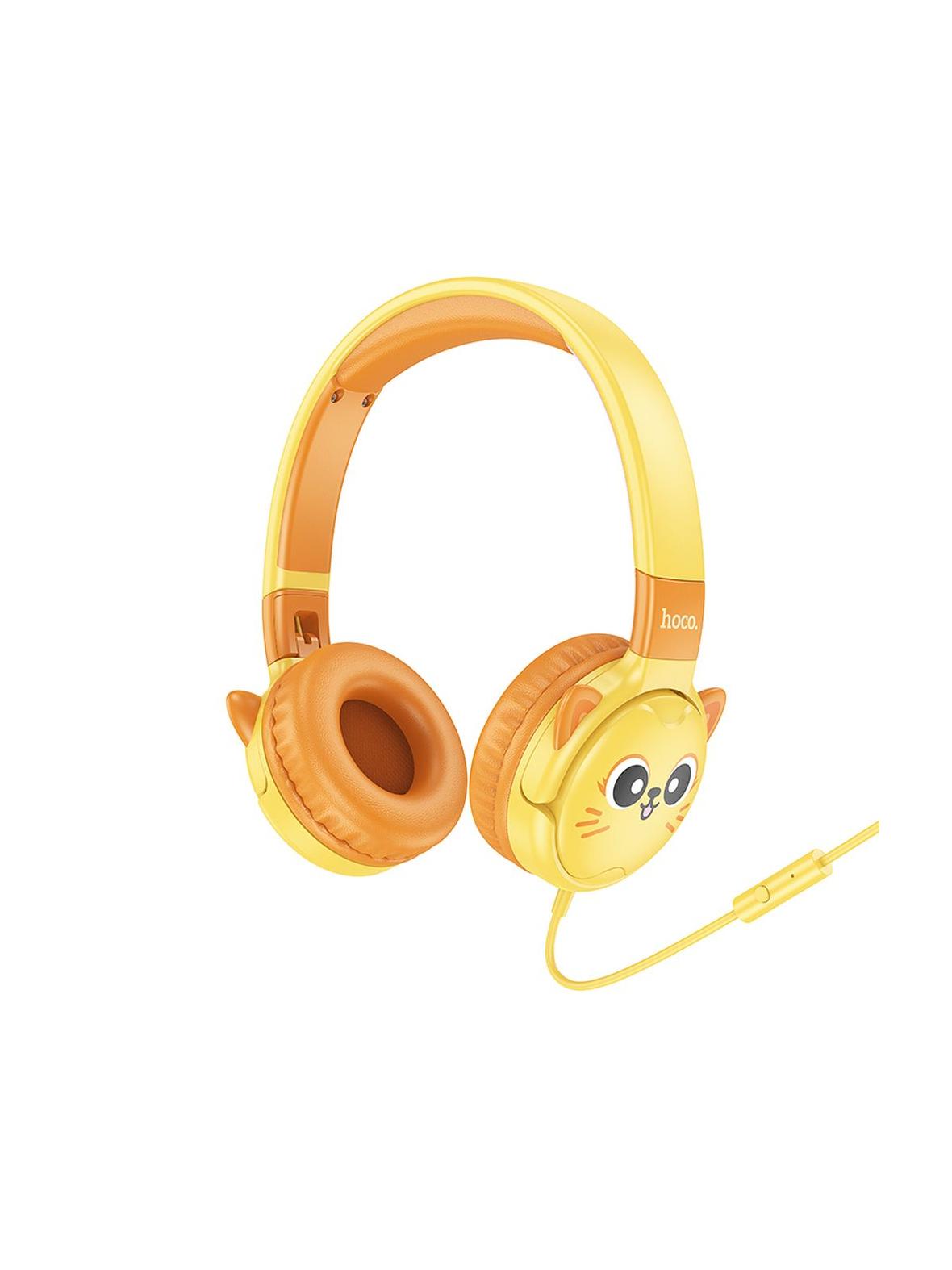 Słuchawki przewodowe nauszne Jack 3,5 mm Hoco dla dzieci W61 zółte