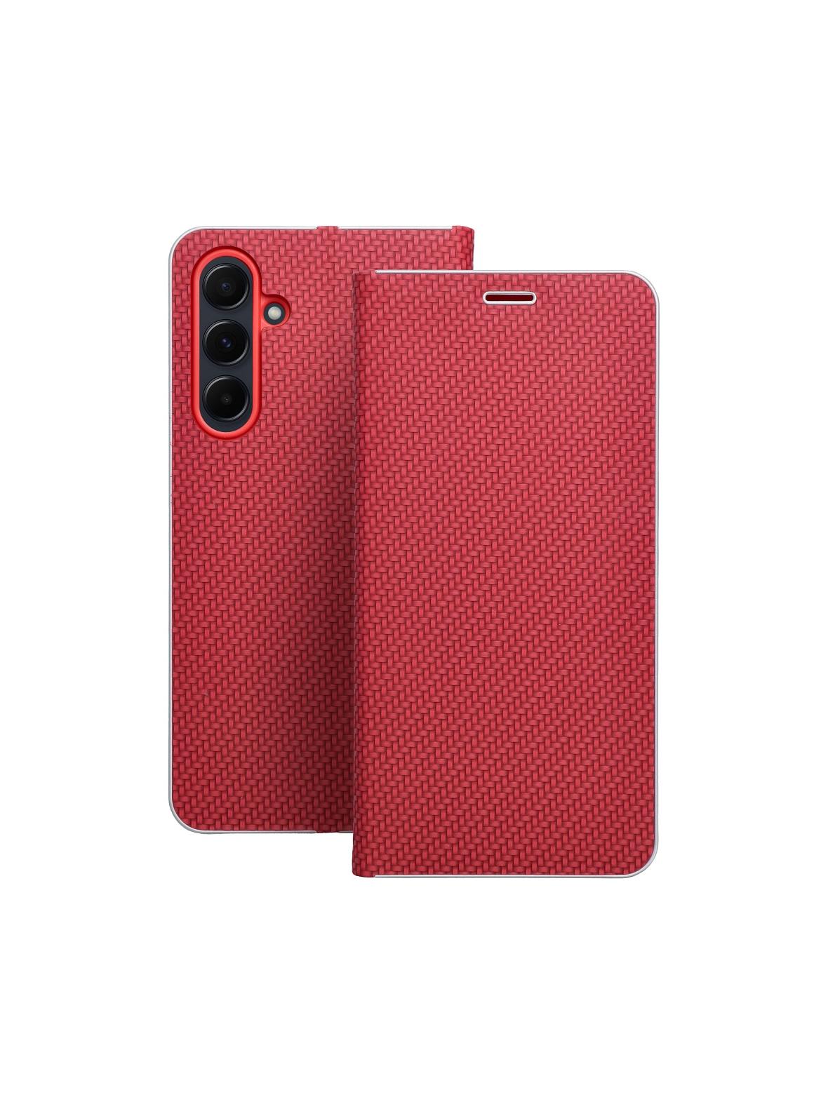 Kabura LUNA Book Carbon do SAMSUNG A55 5G czerwony