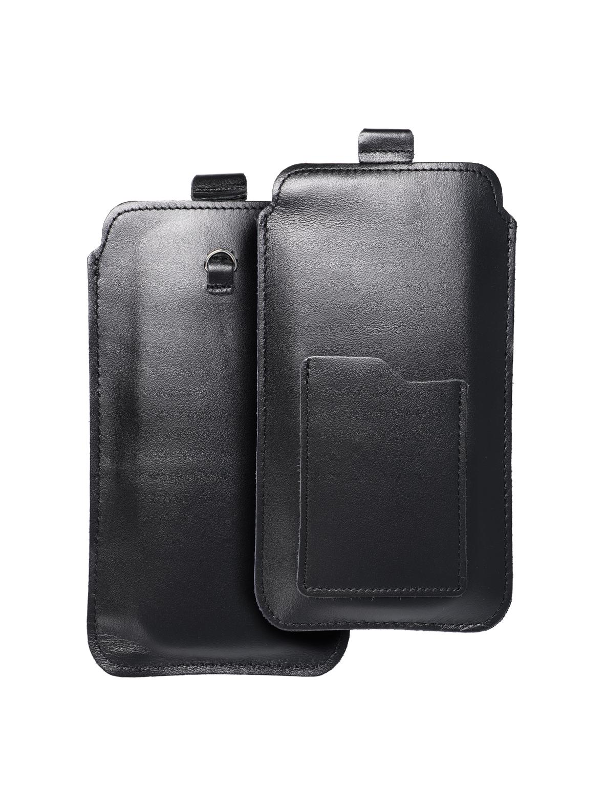 Skórzany futerał uniwersalny / wsuwka z pull-up - ROYAL / czarny - Rozmiar 3XL - HUAWEI MATE 20X