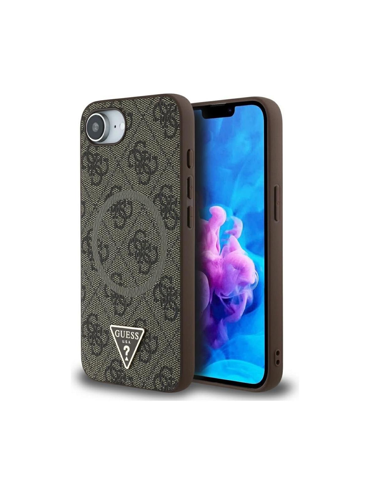 GUESS futerał do IPHONE 16e (SE 4 2025) kompatybilny z MagSafe GUHMPSE4P4TDPW (PU 4G RingTriangle Logo) brązowy