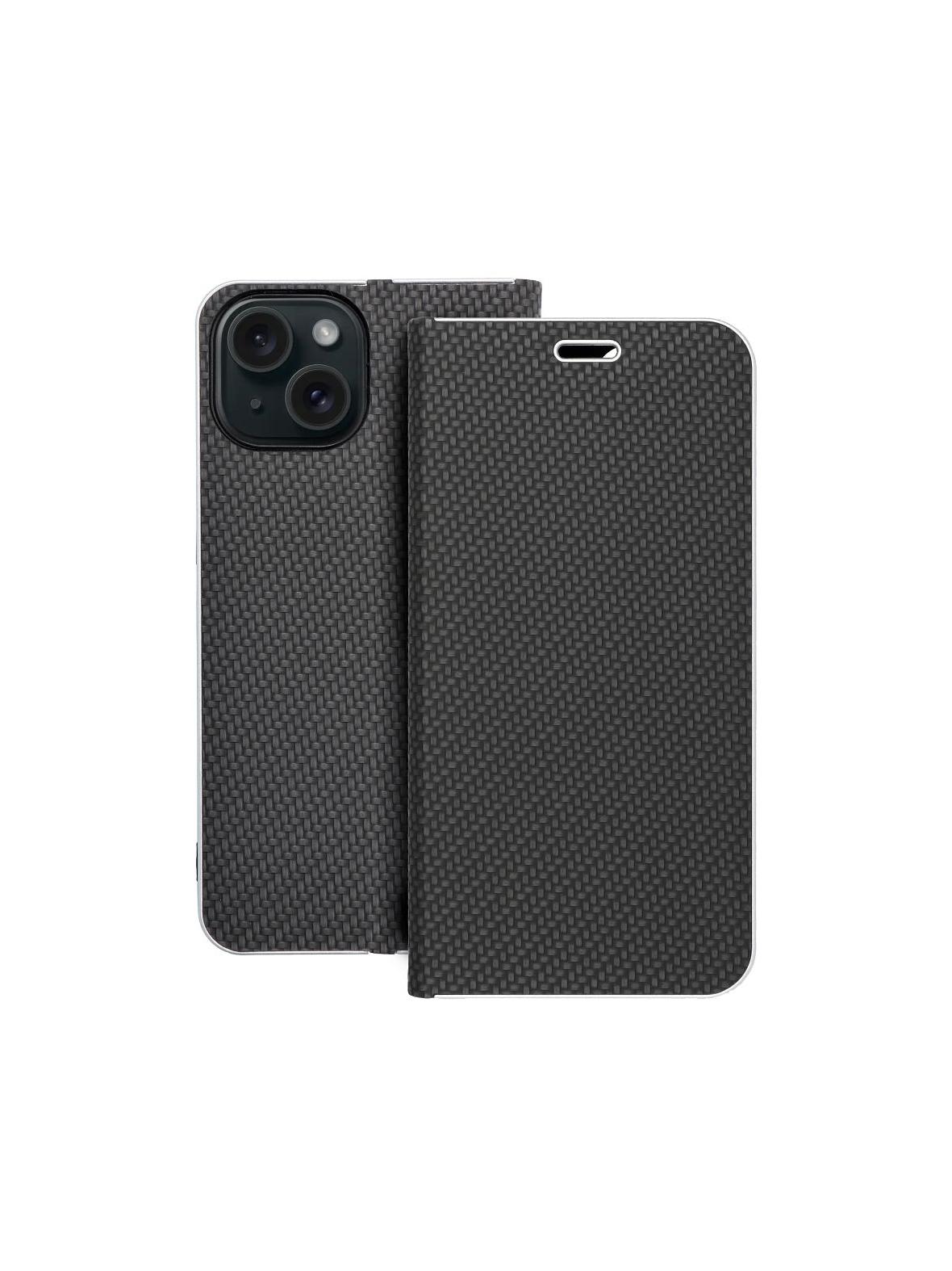 Kabura LUNA Book Carbon do IPHONE 15 czarny