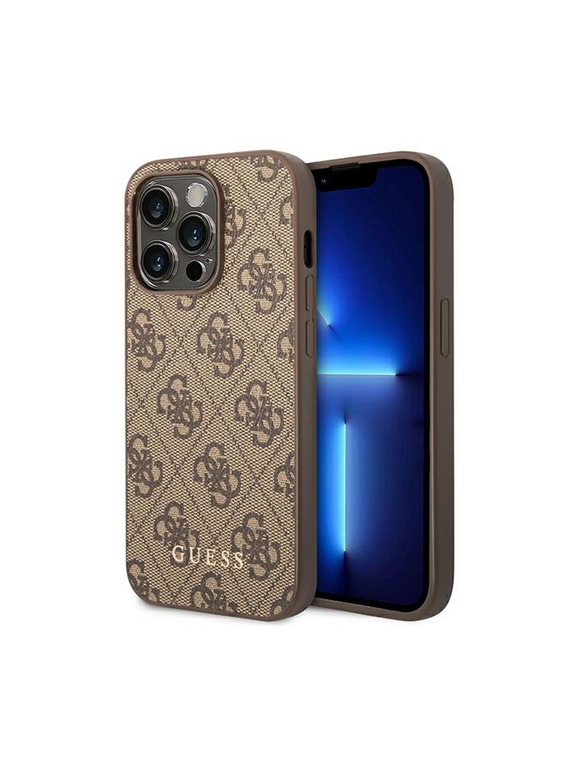 GUESS futerał do IPHONE 14 Pro Max GUHCP14XG4GFBR (4G Gold Logo) brązowy