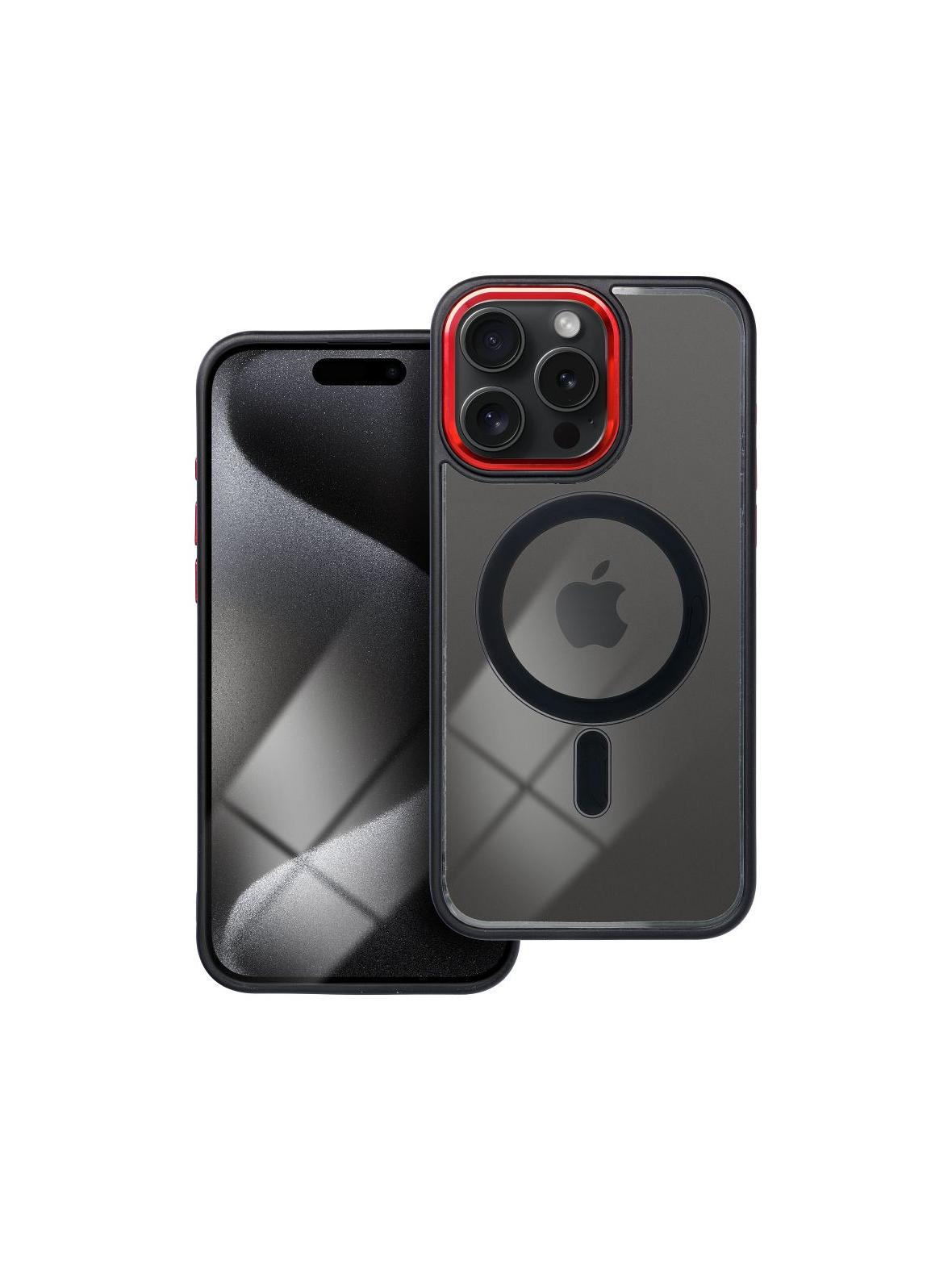 Futerał do iPhone 15 PRO MAX Color Edge Mag Cover zgodny z MagSafe czarno czerwony