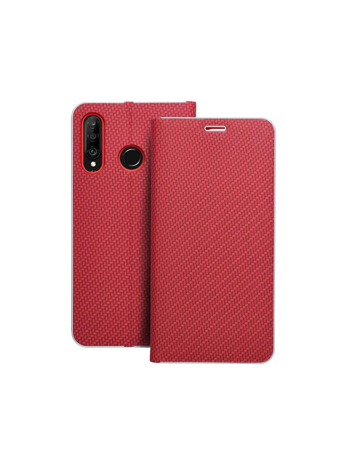 Kabura LUNA Book Carbon do HUAWEI P30 Lite czerwony