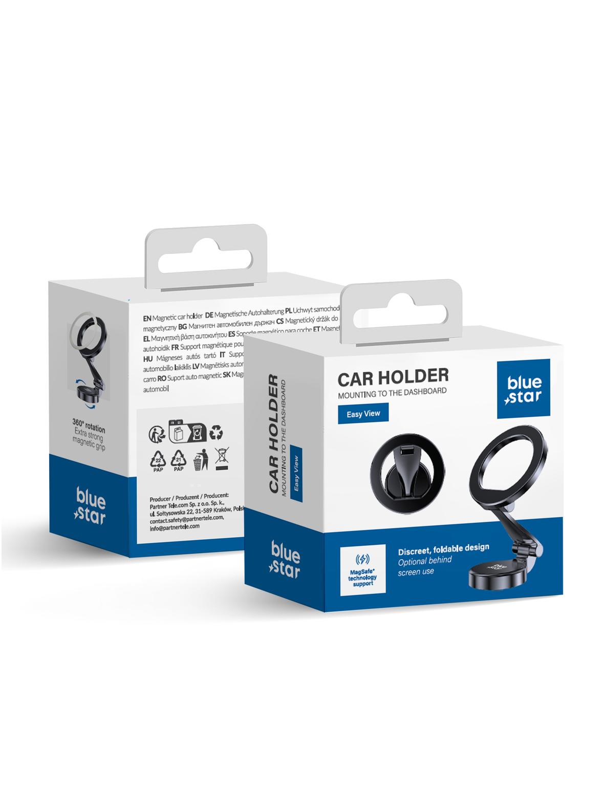 Uchwyt na telefon do samochodu magnetyczny BLUESTAR Easy View kompatybilny z MagSafe czarny