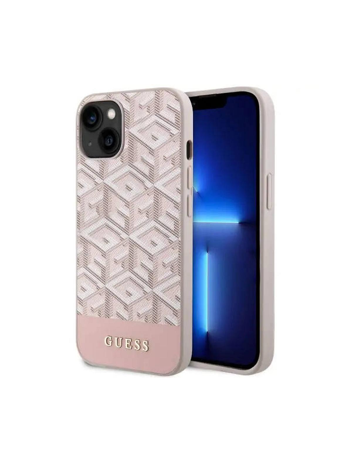 GUESS futerał do IPHONE 14 kompatybilny z MagSafe GUHMP14SHGCFSEP (GCUBE Stripes) różowy