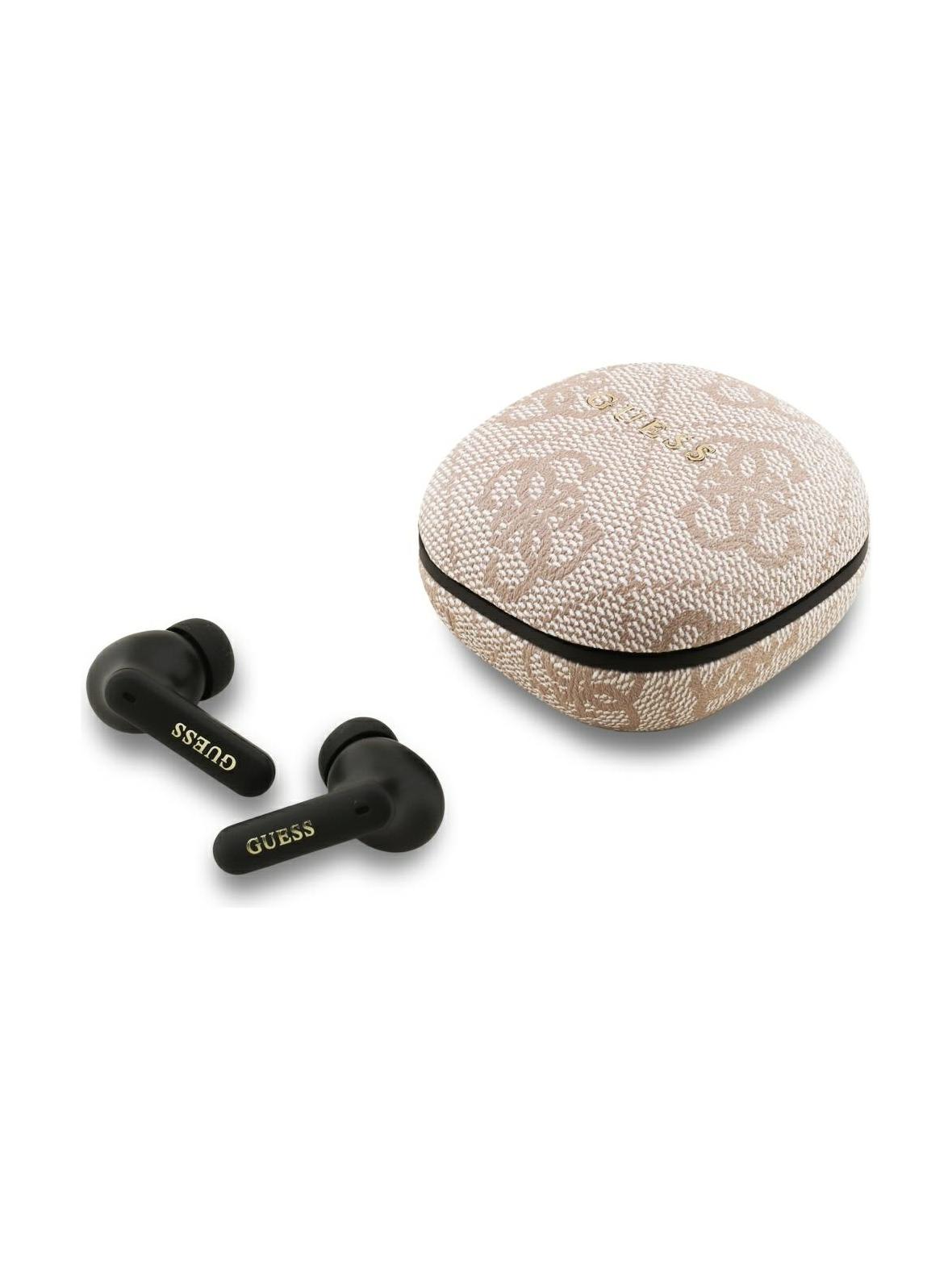 Słuchawki bezprzewodowe douszne TWS ENC Guess 4G Classic Metal Logo różowe
