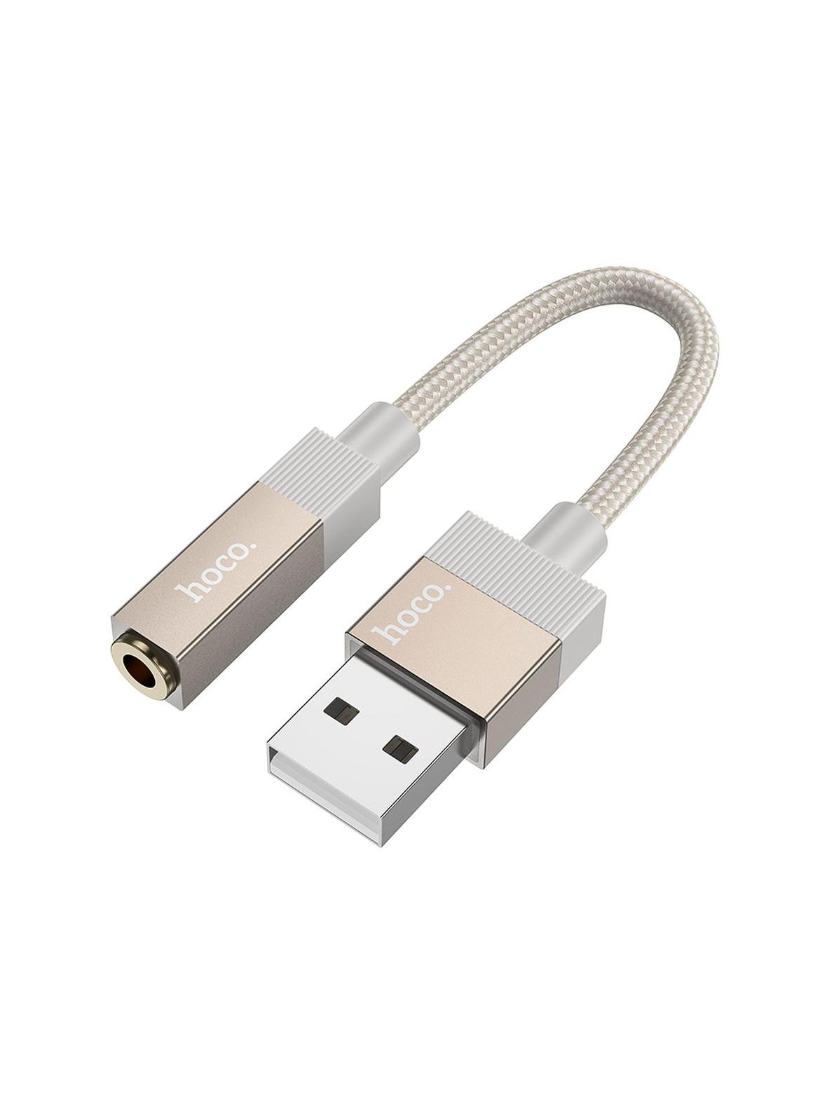 Adapter AUX USB A (męski) do Jack 3,5 mm (żeński) Hoco UPA32D złoty