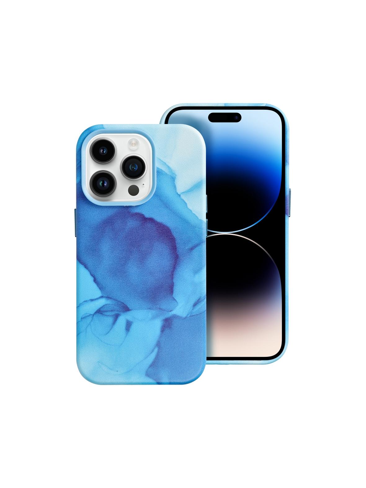 Futerał LEATHER MAG COVER kompatybilny z MagSafe do IPHONE 14 Pro blue splash