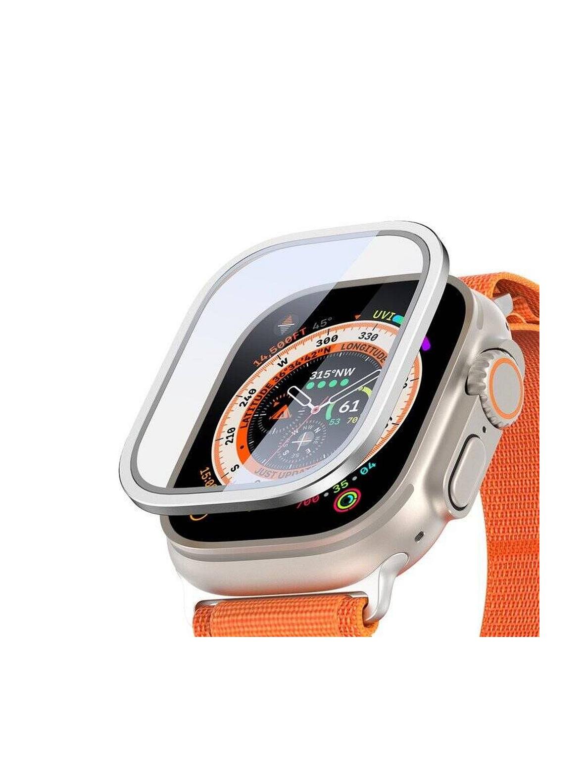 DUX DUCIS szkło FLAS hartowane z ramką do Apple Watch Ultra / Ultra 2 49 mm srebrne