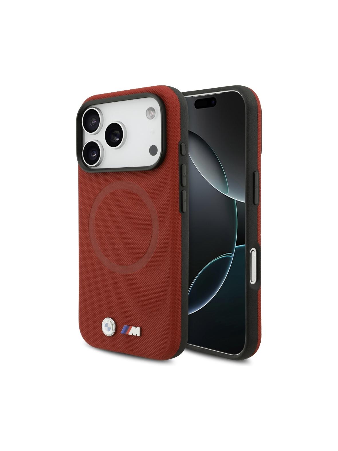 BMW futerał do IPHONE 17 Pro kompatybilny z MagSafe BMHMP17L25PFWSMR (PU FW Metal Logo) red