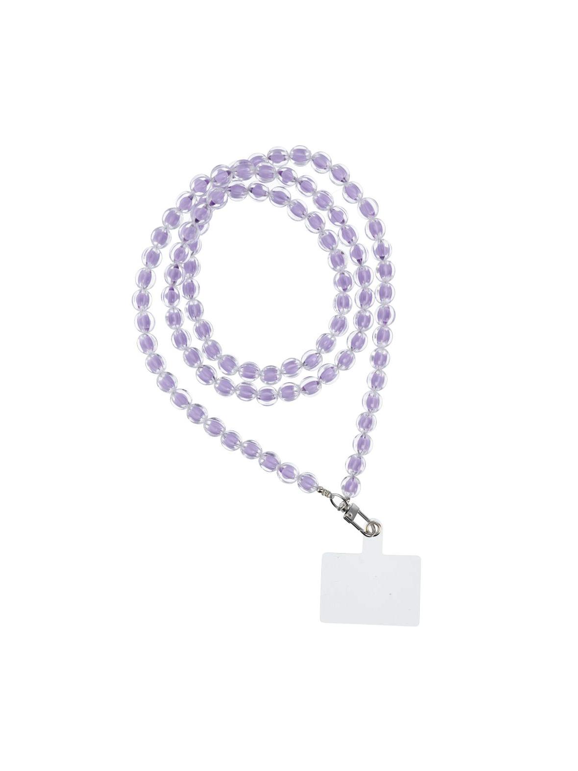 Smycz do telefonu, Zawieszka do telefonu - COLORFUL / długość sznura 120cm (60cm w pętli) / na szyję - fioletowy