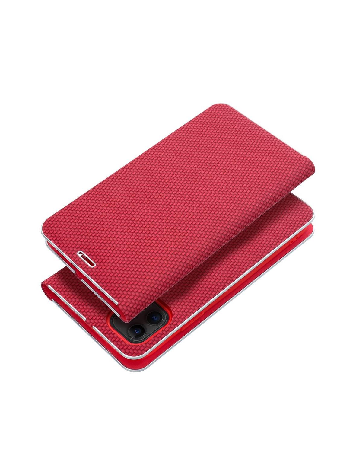 Kabura LUNA Book Carbon do IPHONE 16 czerwony