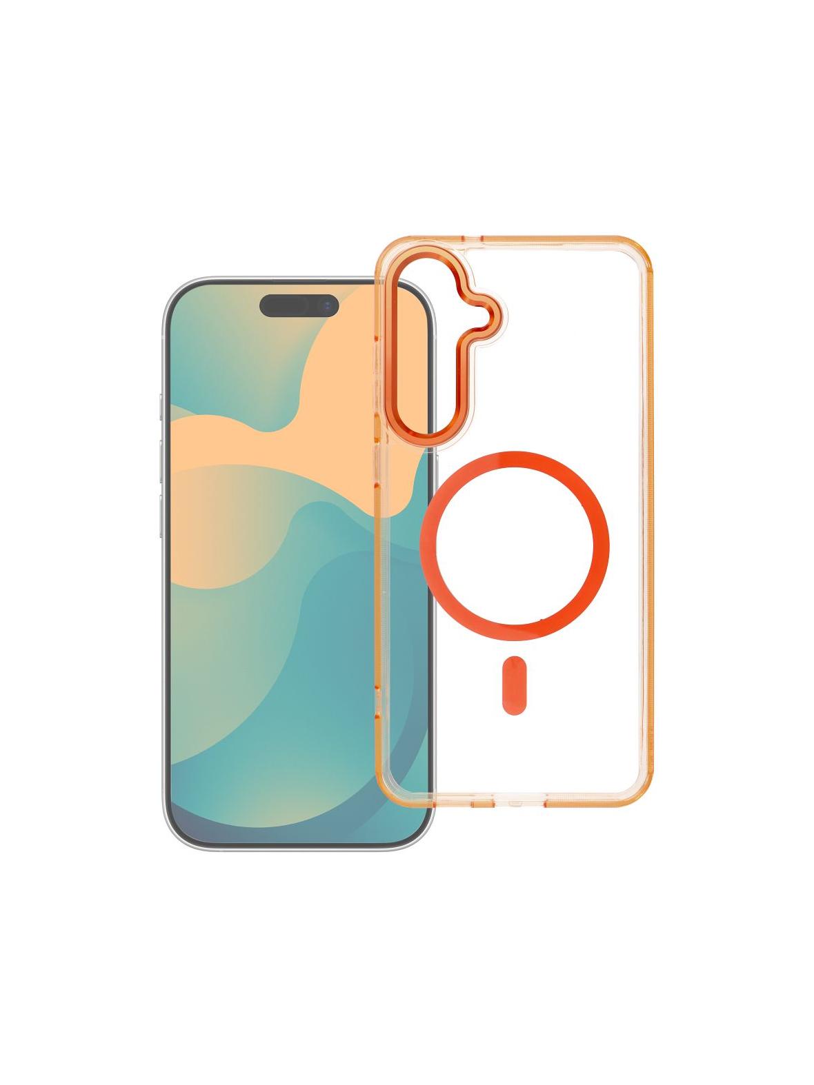 Futerał FRAME CLEAR HYBRID MAG COVER kompatybilny z MagSafe do SAMSUNG A57 pomarańczowy