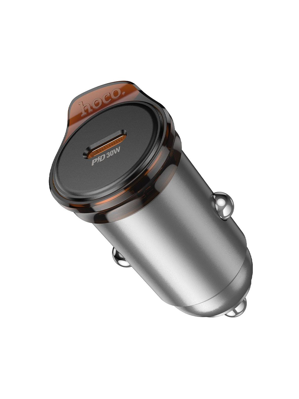 Ładowarka samochodowa Hoco USB C QC PD 30W NZ16 szara