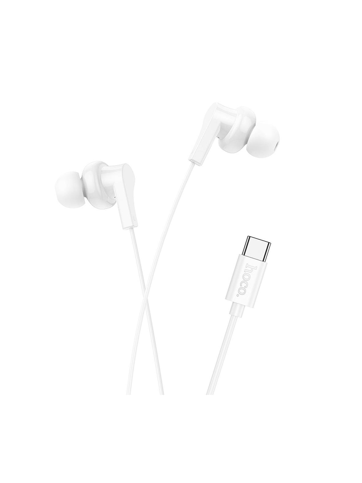 Słuchawki przewodowe douszne USB C Hoco M114 białe