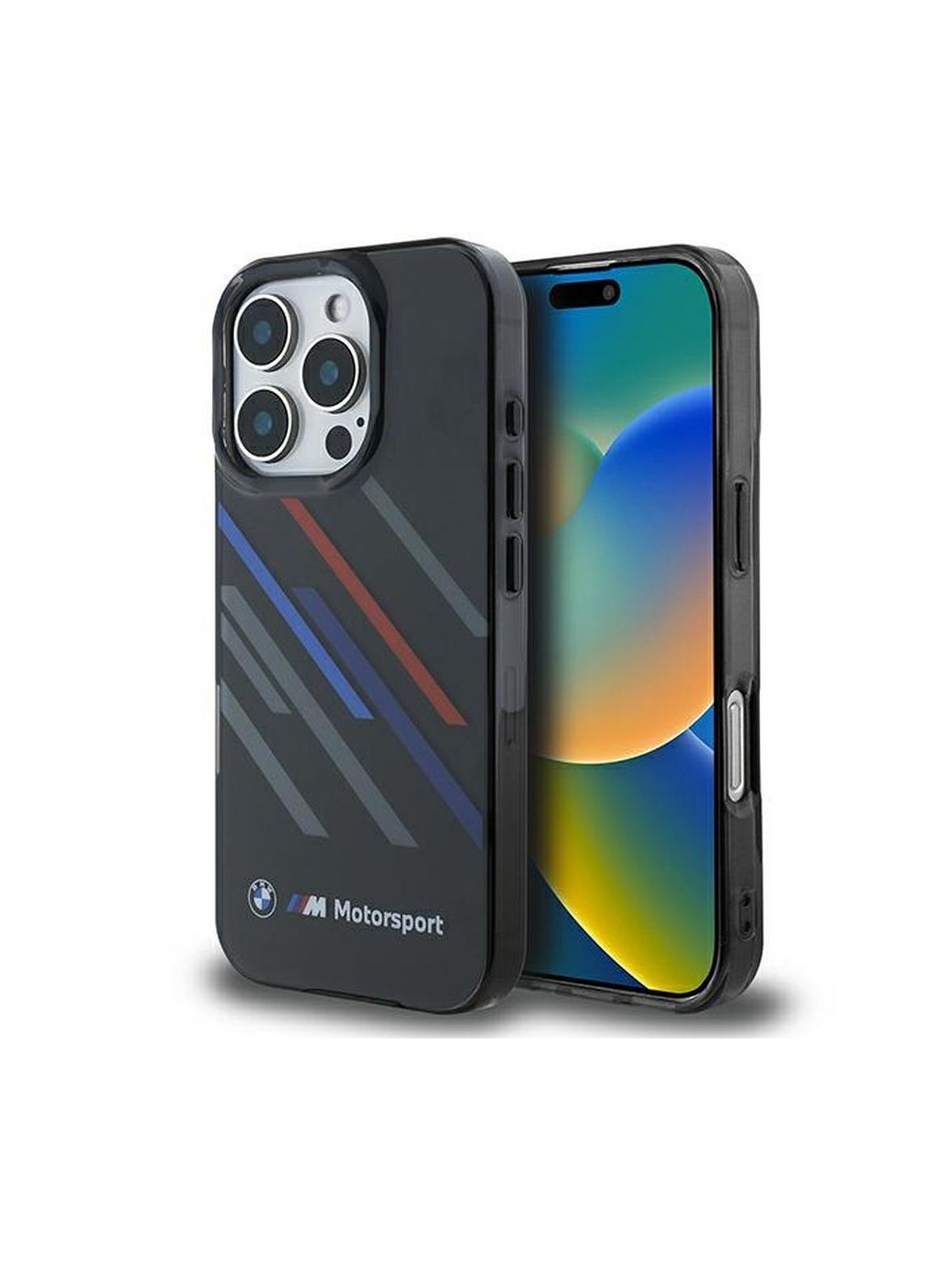 BMW futerał do IPHONE 16 Pro Max BMHCP16X23HTRAK (Motorsport IML Random Stripes) black