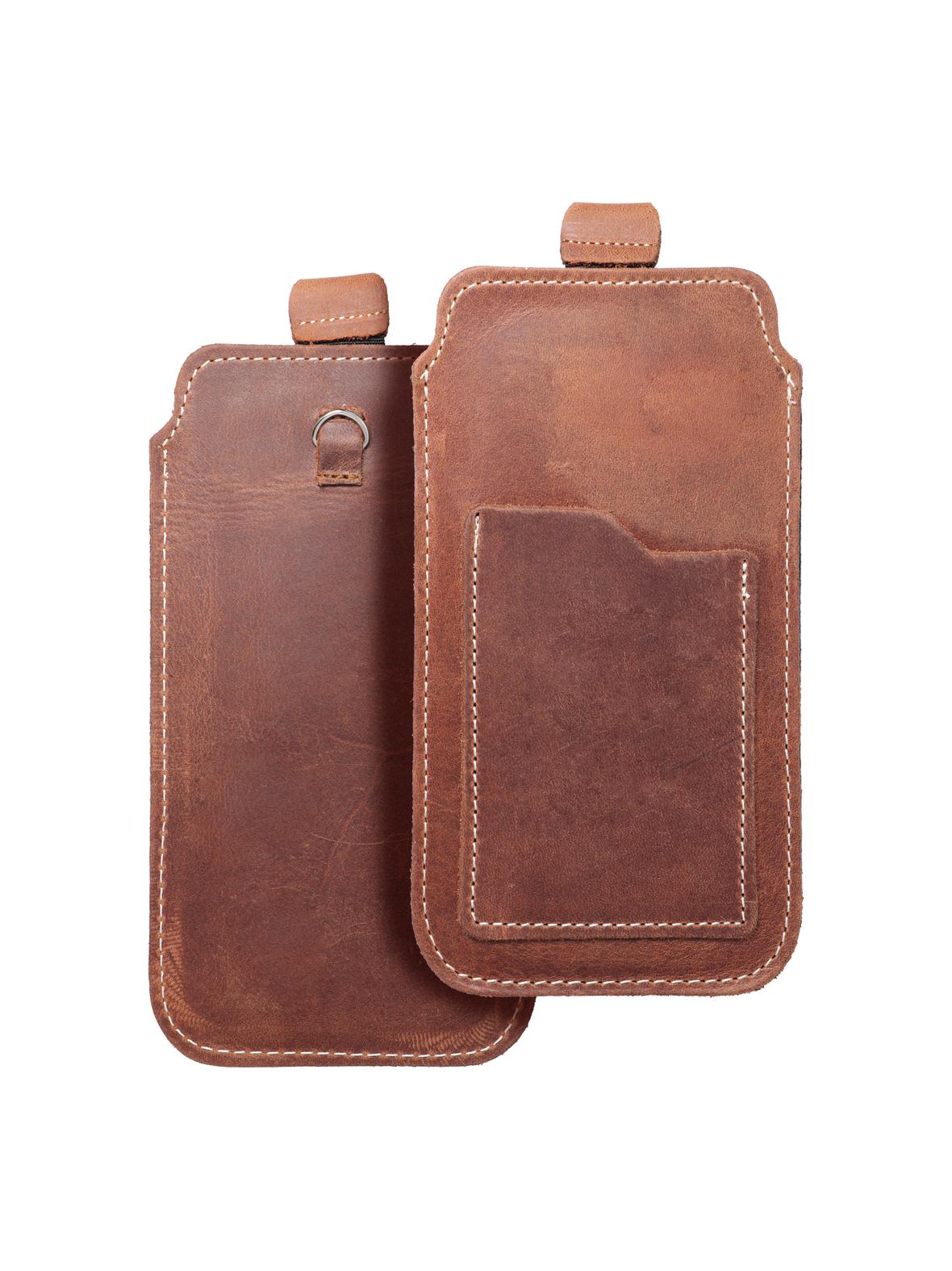 Skórzany futerał uniwersalny / wsuwka z pull-up - ROYAL Crazy Horse / brązowy - Rozmiar XL - IPHONE 11 / 12 / 13 / SAMSUNG S7 EDGE