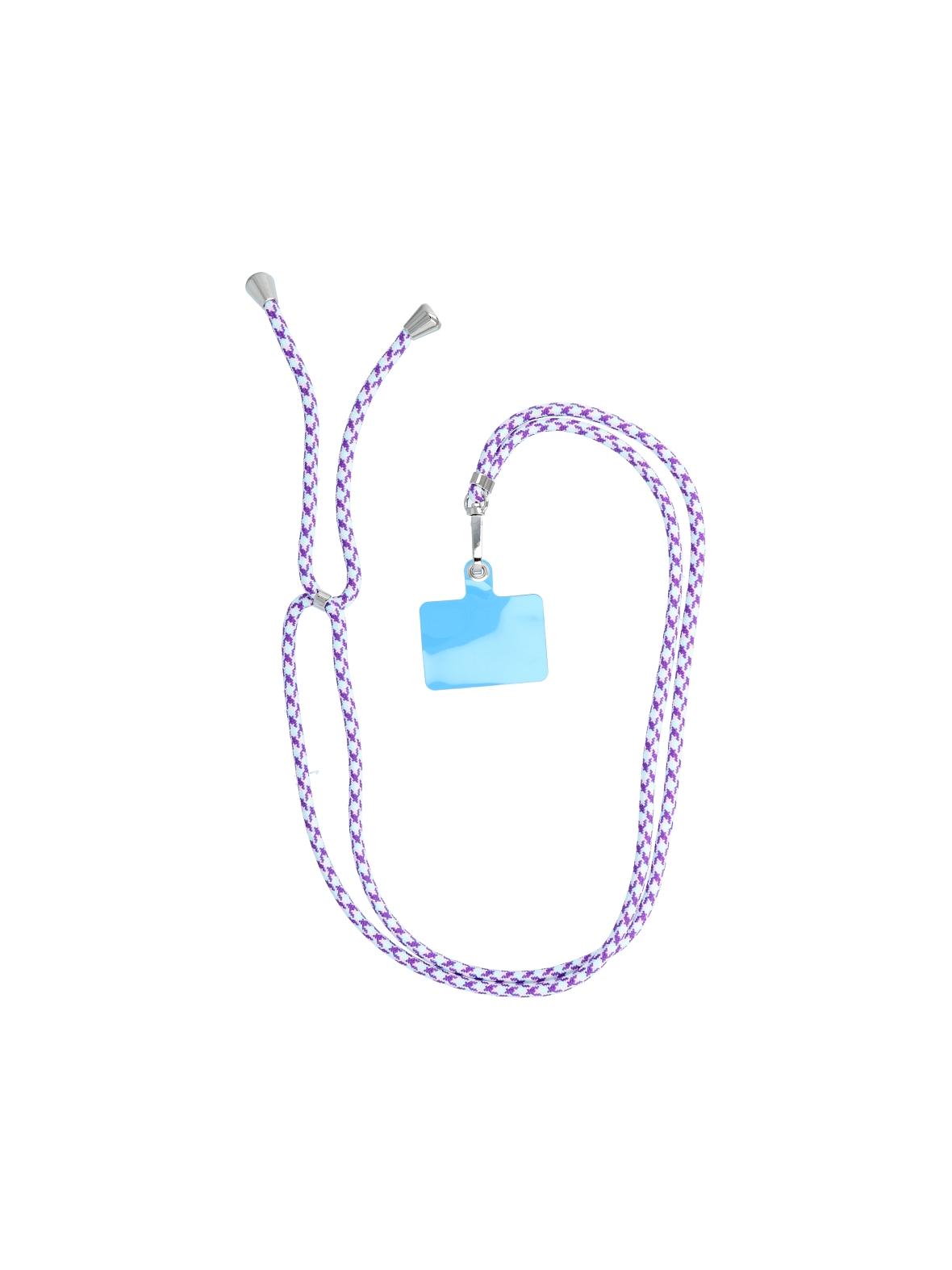 Smycz do telefonu, Zawieszka do telefonu - SWING (6mm) z regulacją długości / długość sznura 165cm (max 82,5cm w pętli) / na ramię lub szyję - białofioletowy