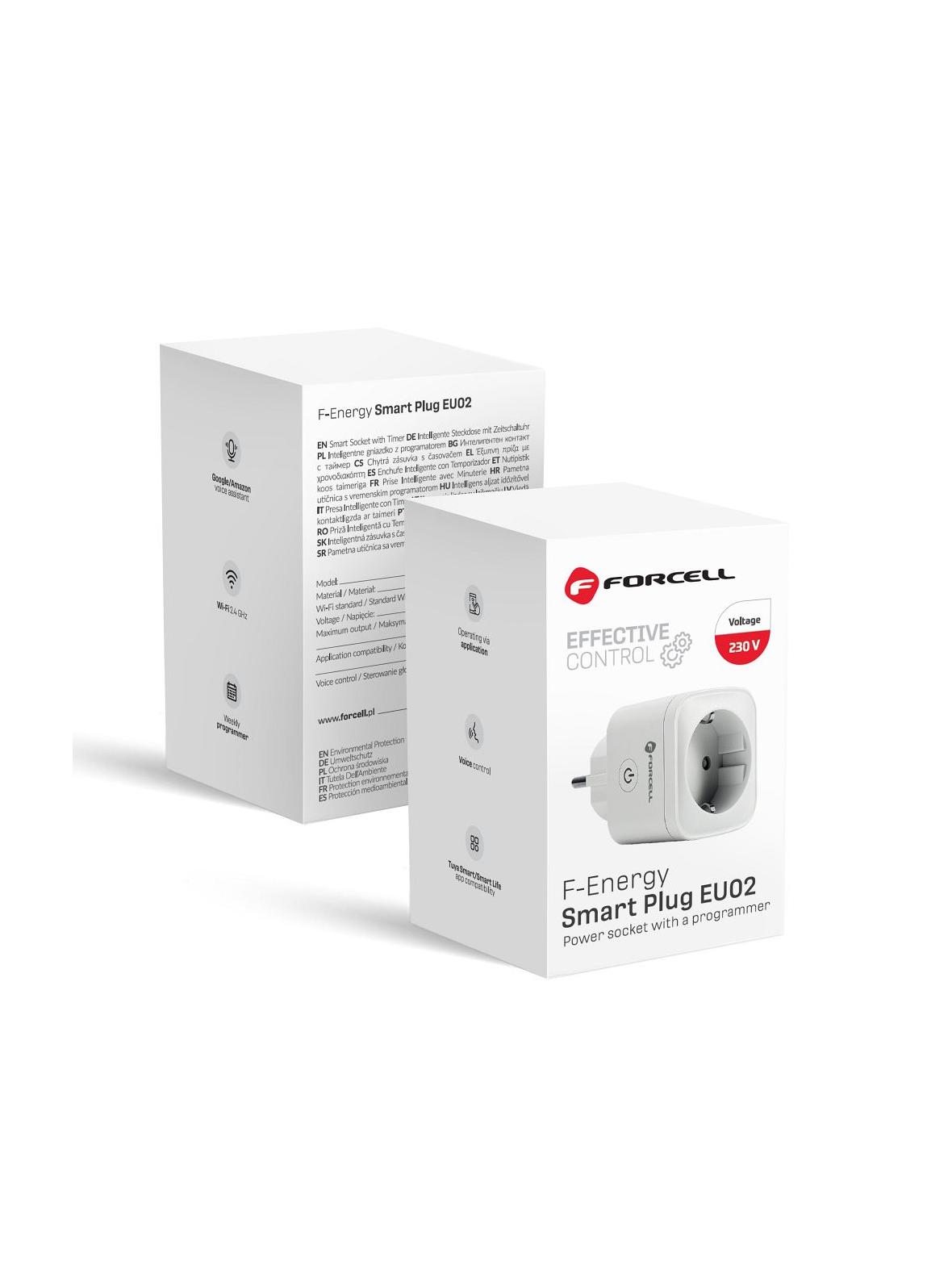 Inteligentne gniazdko 230V Forcell F-Energy EU02 z WiFi, programatorem i wsparciem dla Tuya / Amazon Alexa białe