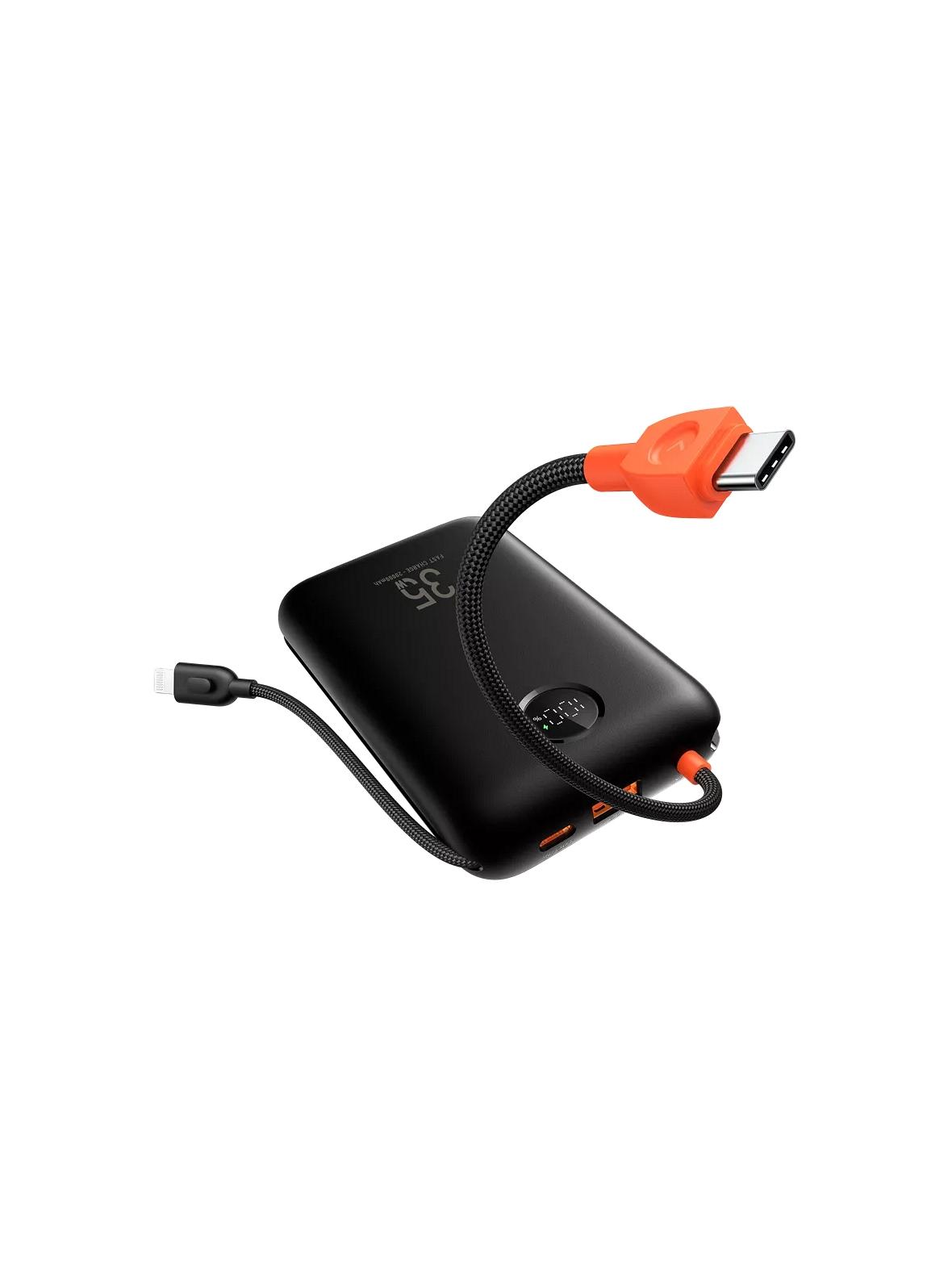 Powerbank Veger K2 (W2068) PD QC3.0 35W 20000 mAh z wbudowanymi kablami Typ C / Lightning czarny