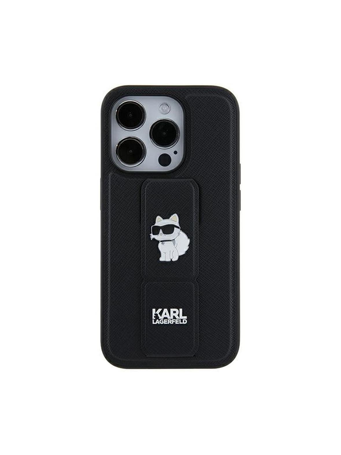 KARL LAGERFELD futerał do IPHONE 11 KLHCN61GSACHPK (Gripstand Saffiano choupette PIN) czarny