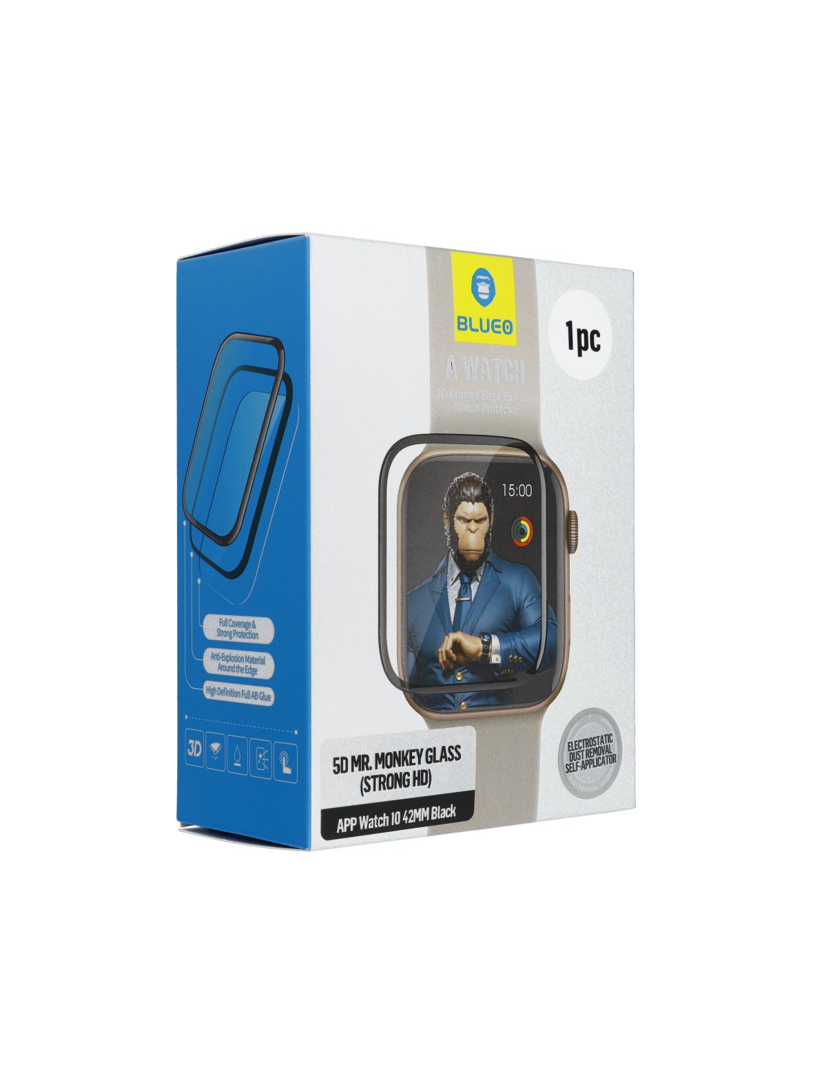 Szkło Hartowane 5D Mr. Monkey Glass - do Apple Watch 10/11 42MM czarny (Strong HD)